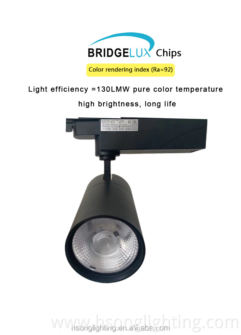 30W high lumen led track spot light 2/3 wires Spotlights Magnetic COB Led Track light for commercial lighting